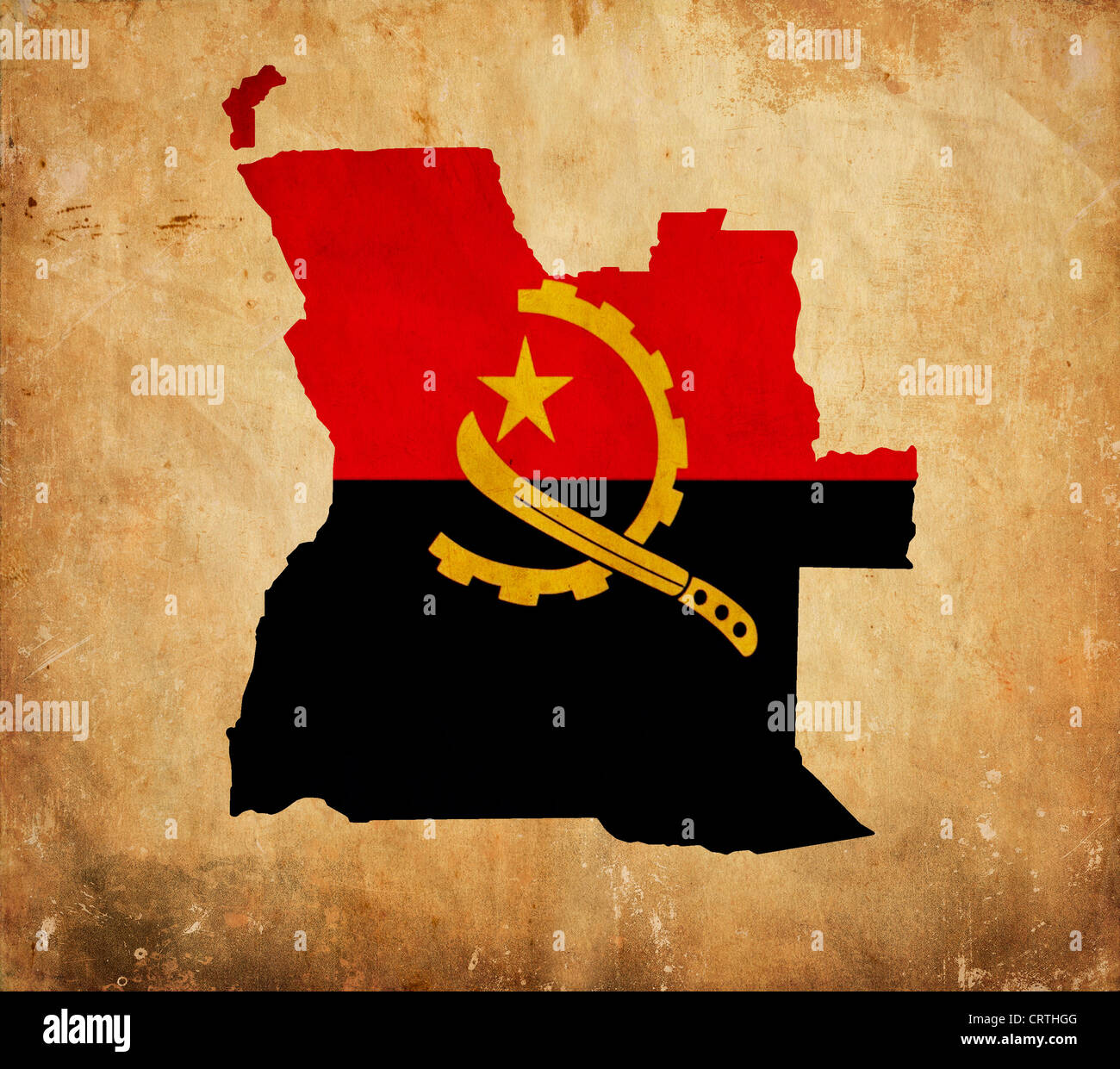 Vintage map of Angola on grunge paper Stock Photo