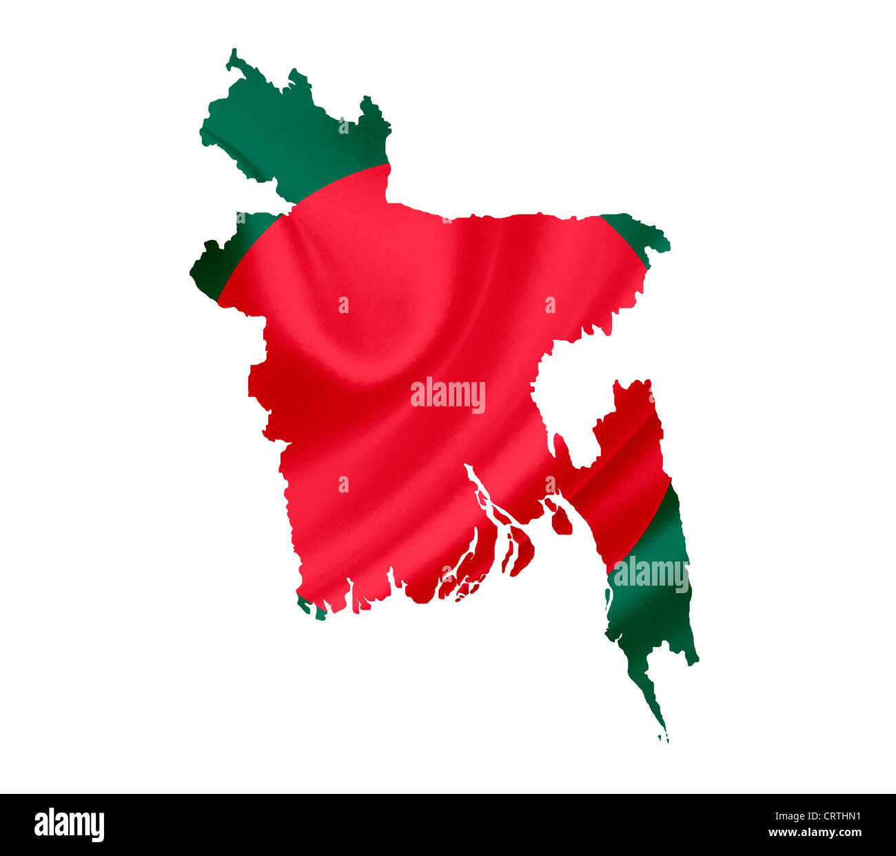 Map of Bangladesh with waving flag isolated on white Stock Photo - Alamy