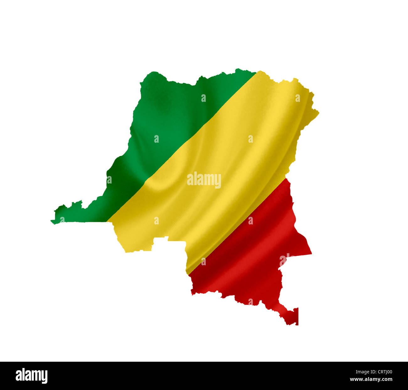 Map of Congo with waving flag isolated on white Stock Photo - Alamy