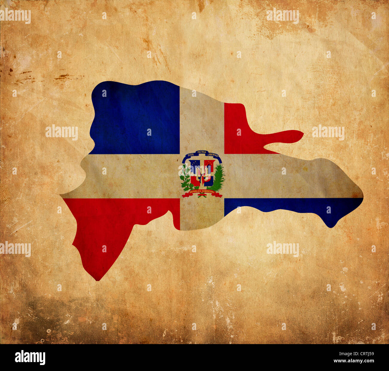 Vintage map of Dominican Republic on grunge paper Stock Photo - Alamy
