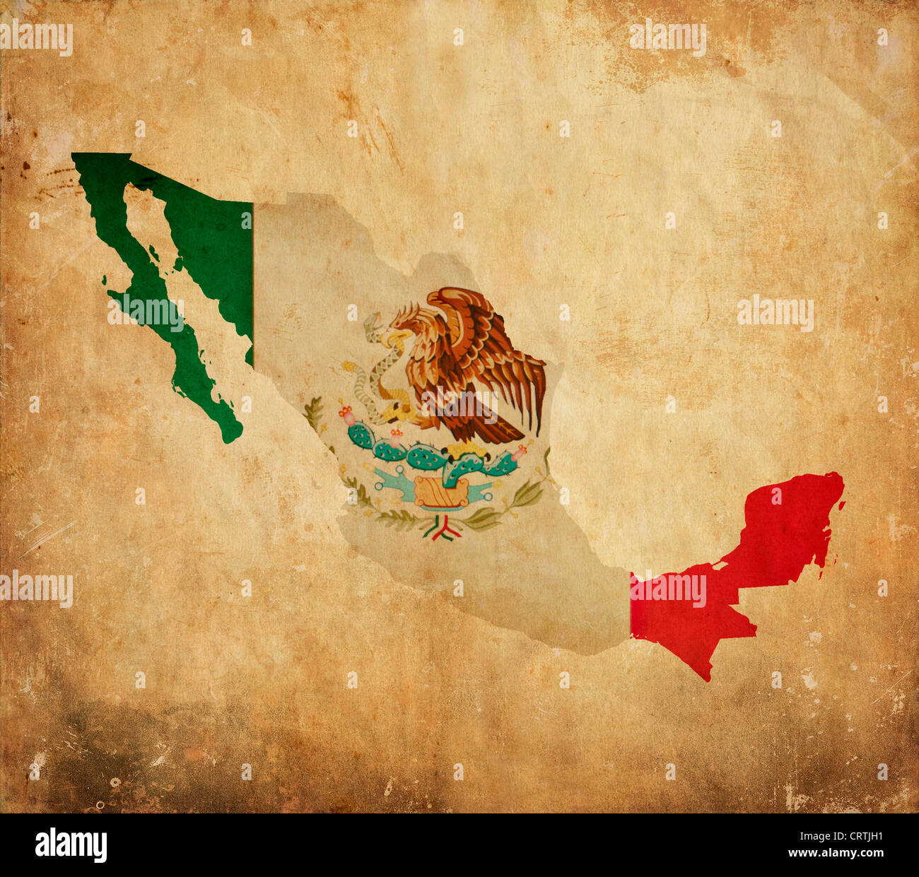 Vintage map of Mexico on grunge paper Stock Photo - Alamy