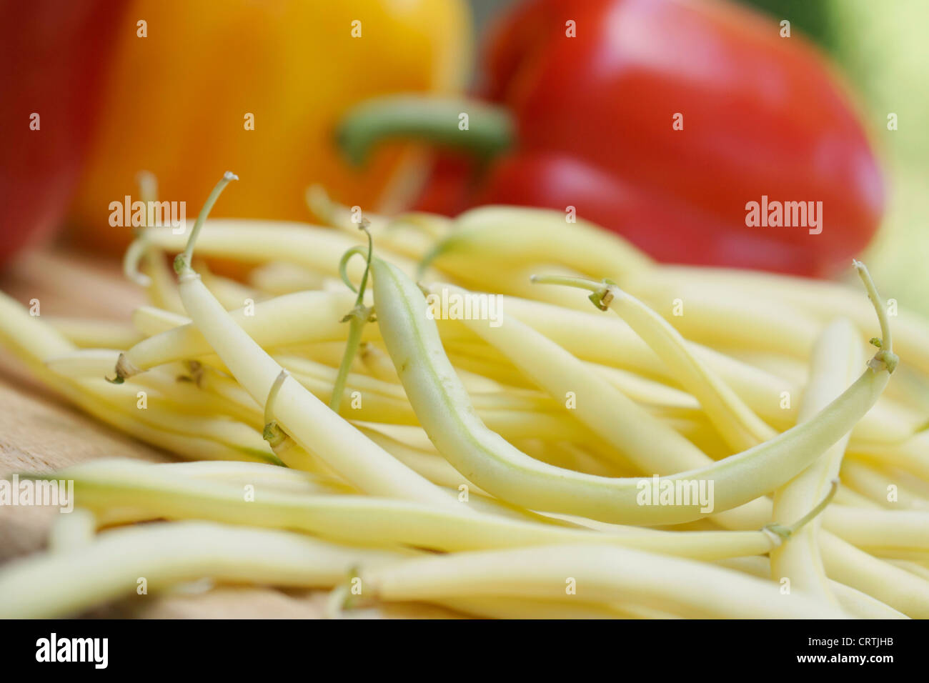 Yellow Wax Beans and Bell Peppers Stock Photo