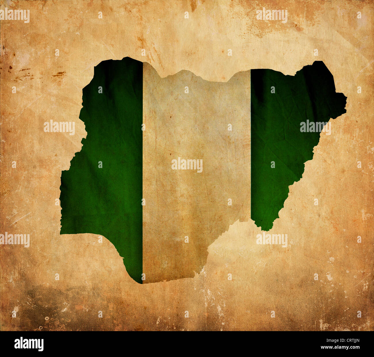 Vintage map of Nigeria on grunge paper Stock Photo - Alamy