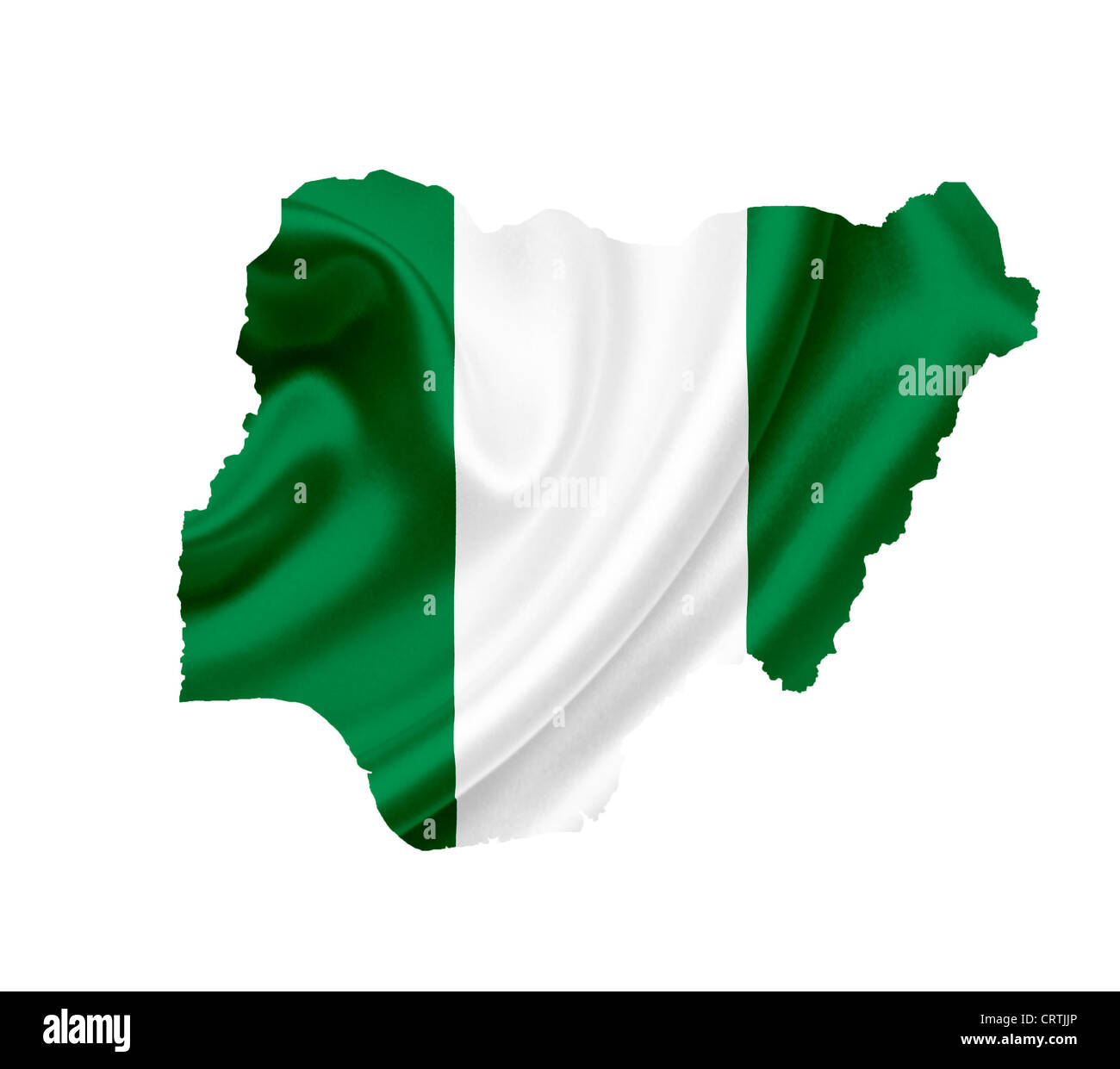 Nigeria Map Green White Green Map Of Nigeria With Waving Flag Isolated On White Stock Photo - Alamy