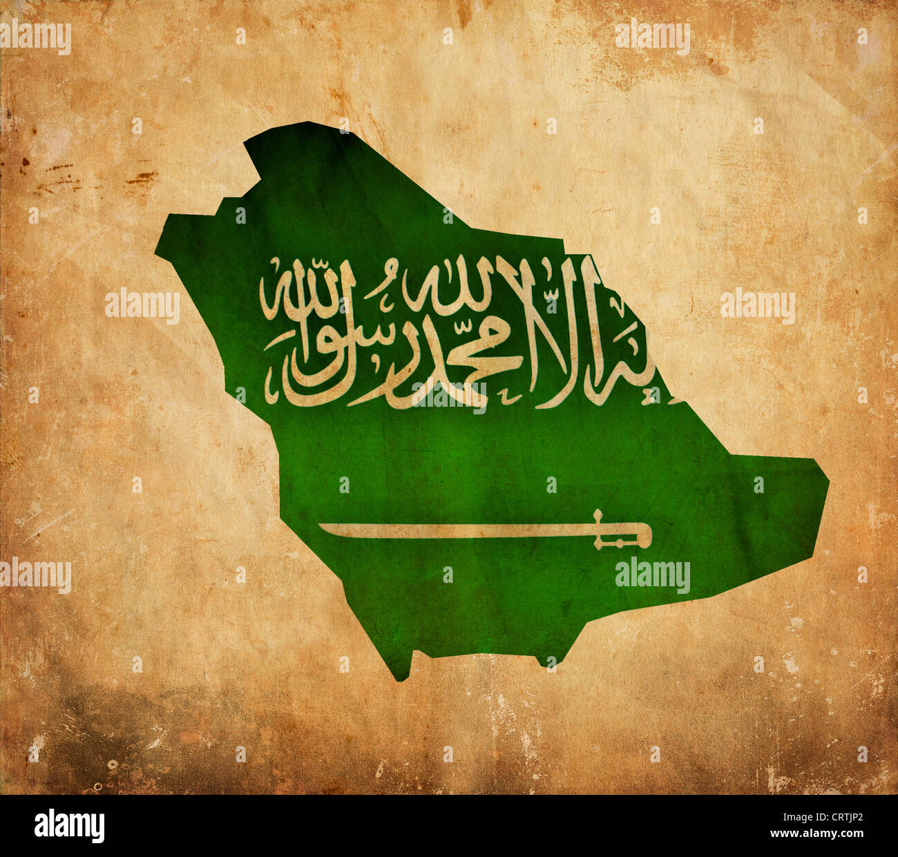 Vintage map of Saudi Arabia on grunge paper Stock Photo - Alamy