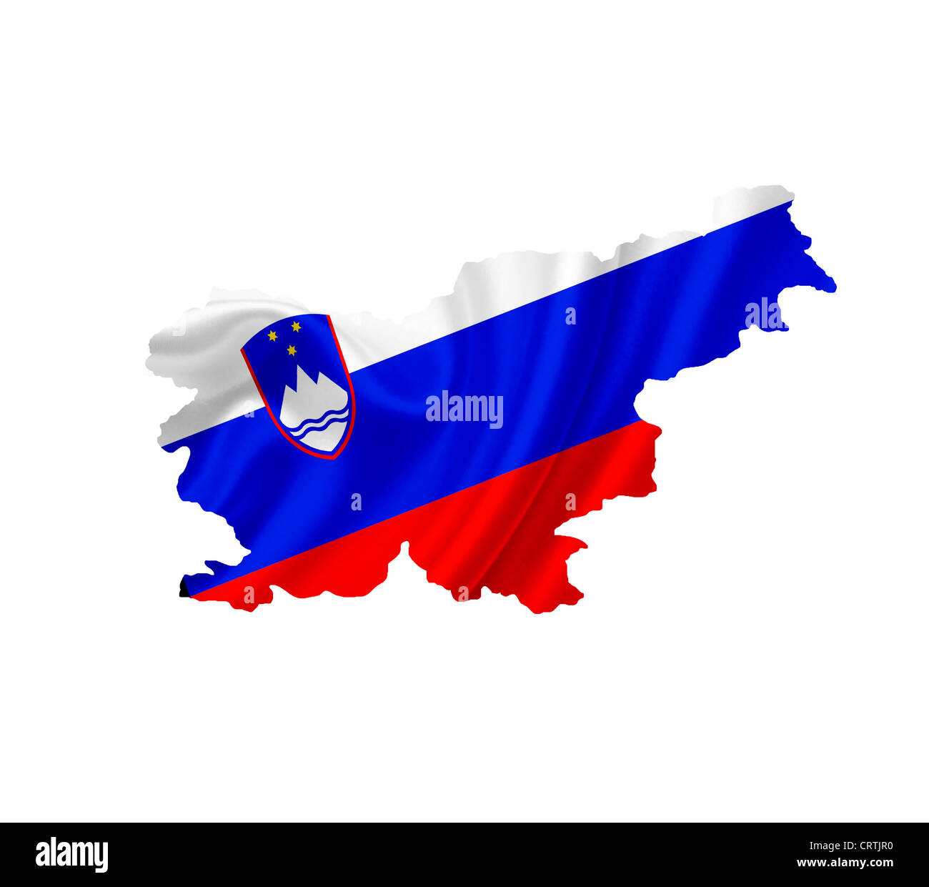Map of Slovenia with waving flag isolated on white Stock Photo - Alamy