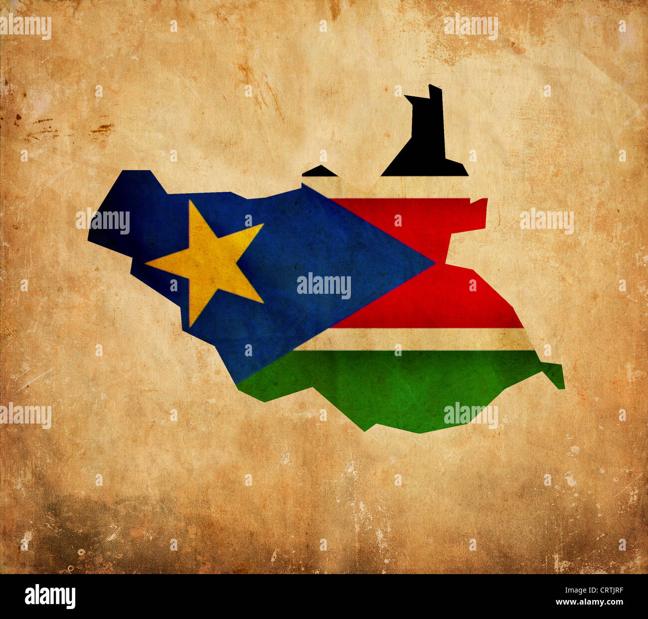 Vintage map of South Sudan on grunge paper Stock Photo - Alamy