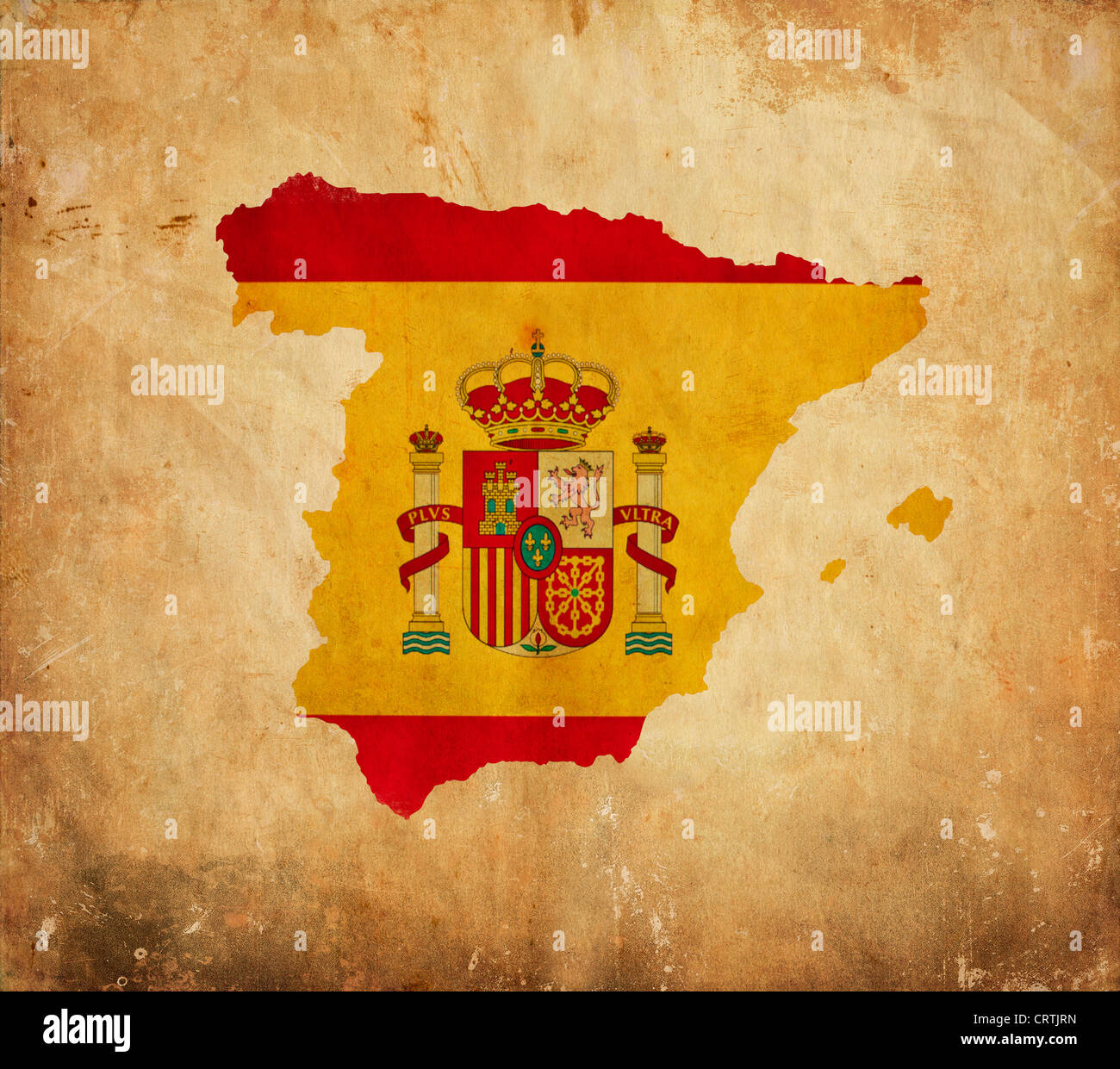 Vintage map of Spain on grunge paper Stock Photo