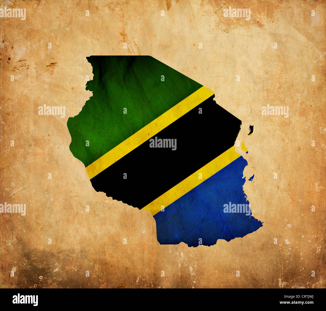 Vintage map of Tanzania on grunge paper Stock Photo - Alamy