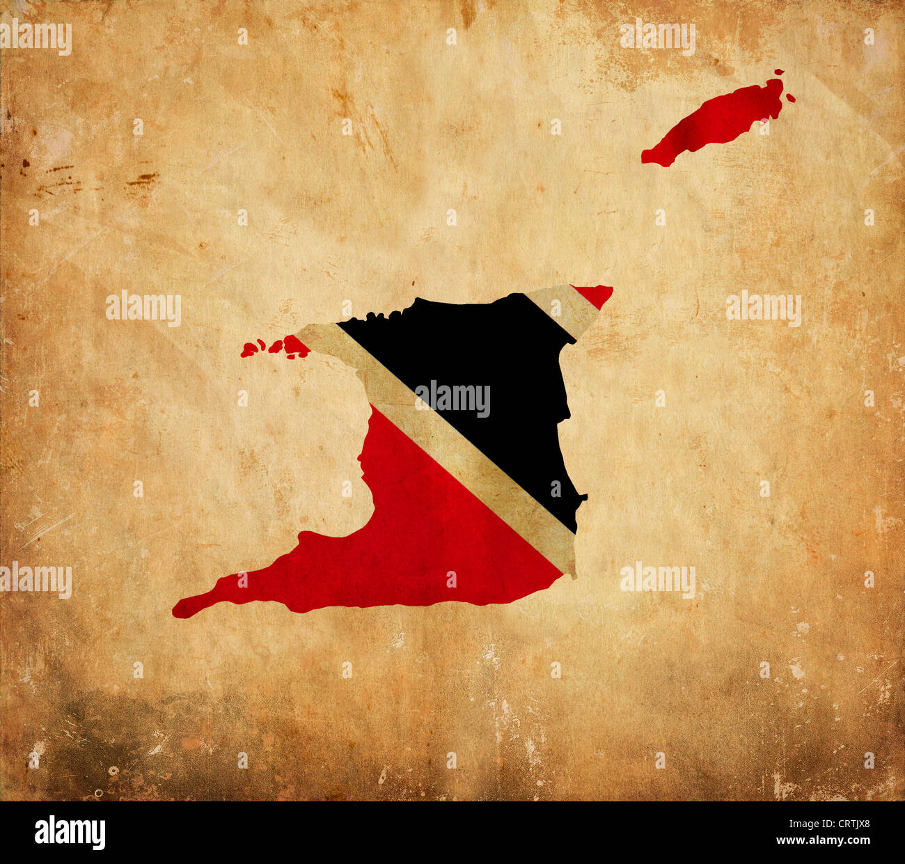 Vintage map of Trinidad and Tobago on grunge paper Stock Photo
