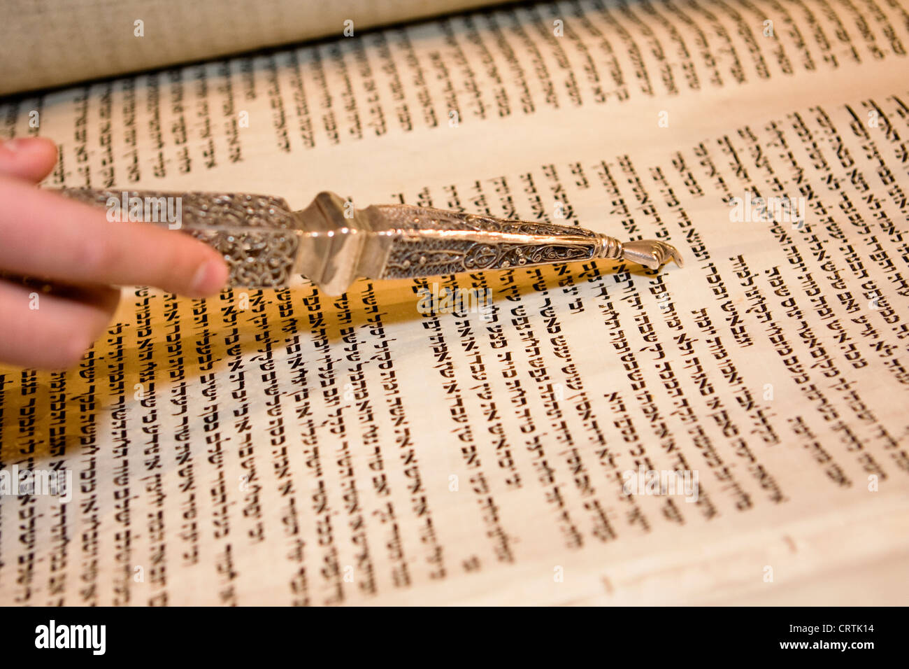 Torah Reading With A Pointer Stock Photo