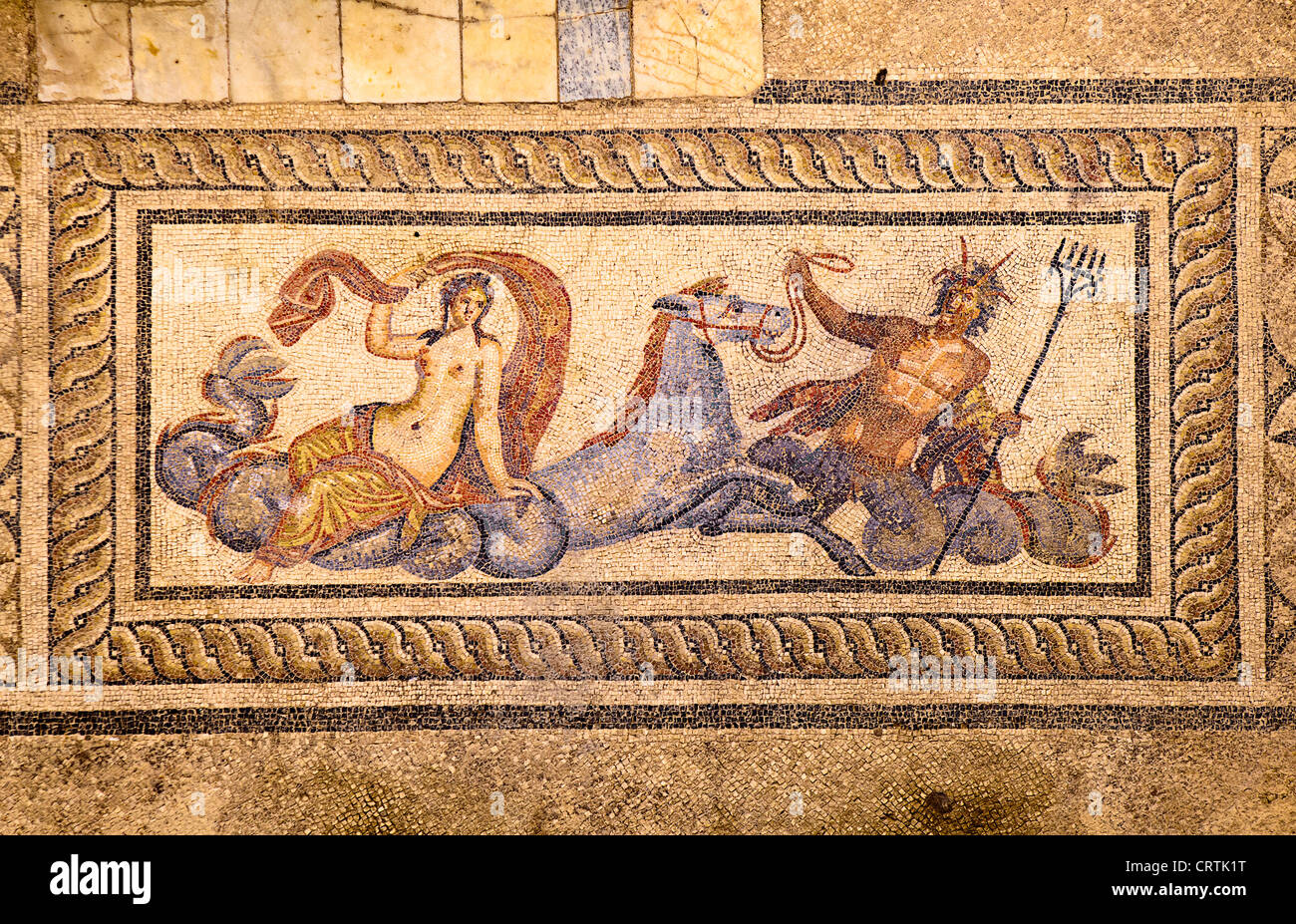 Mosaic of Poseidon and Amphititre Stock Photo