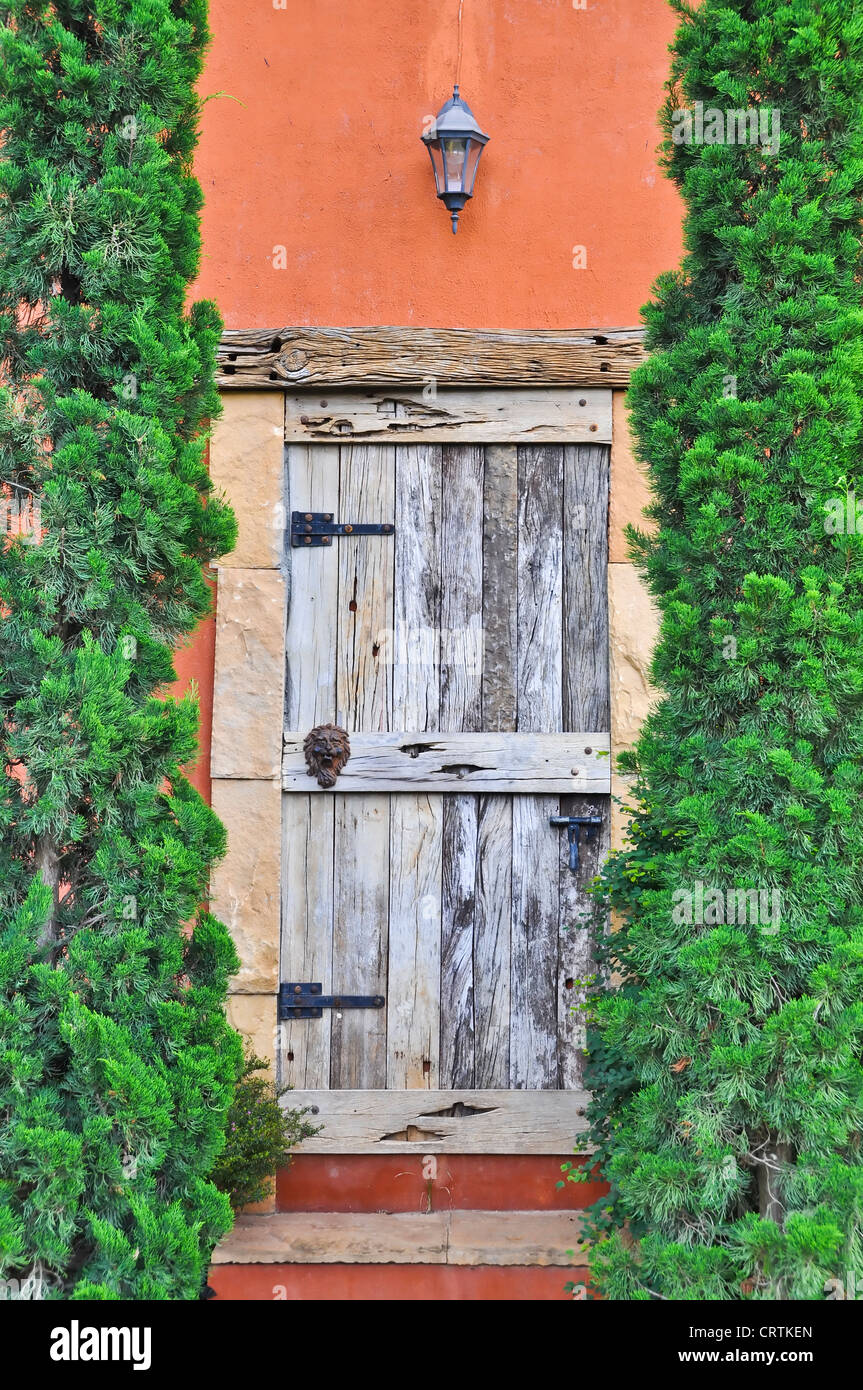 European style wooden door. Stock Photo