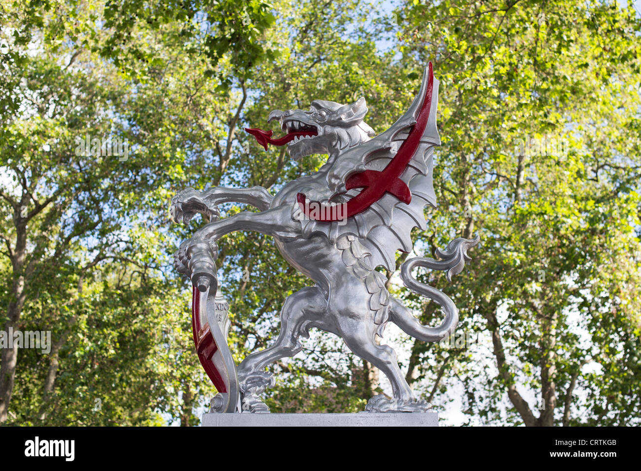 Silver Dragon sculpture, Victoria Embankment, London, England Stock Photo