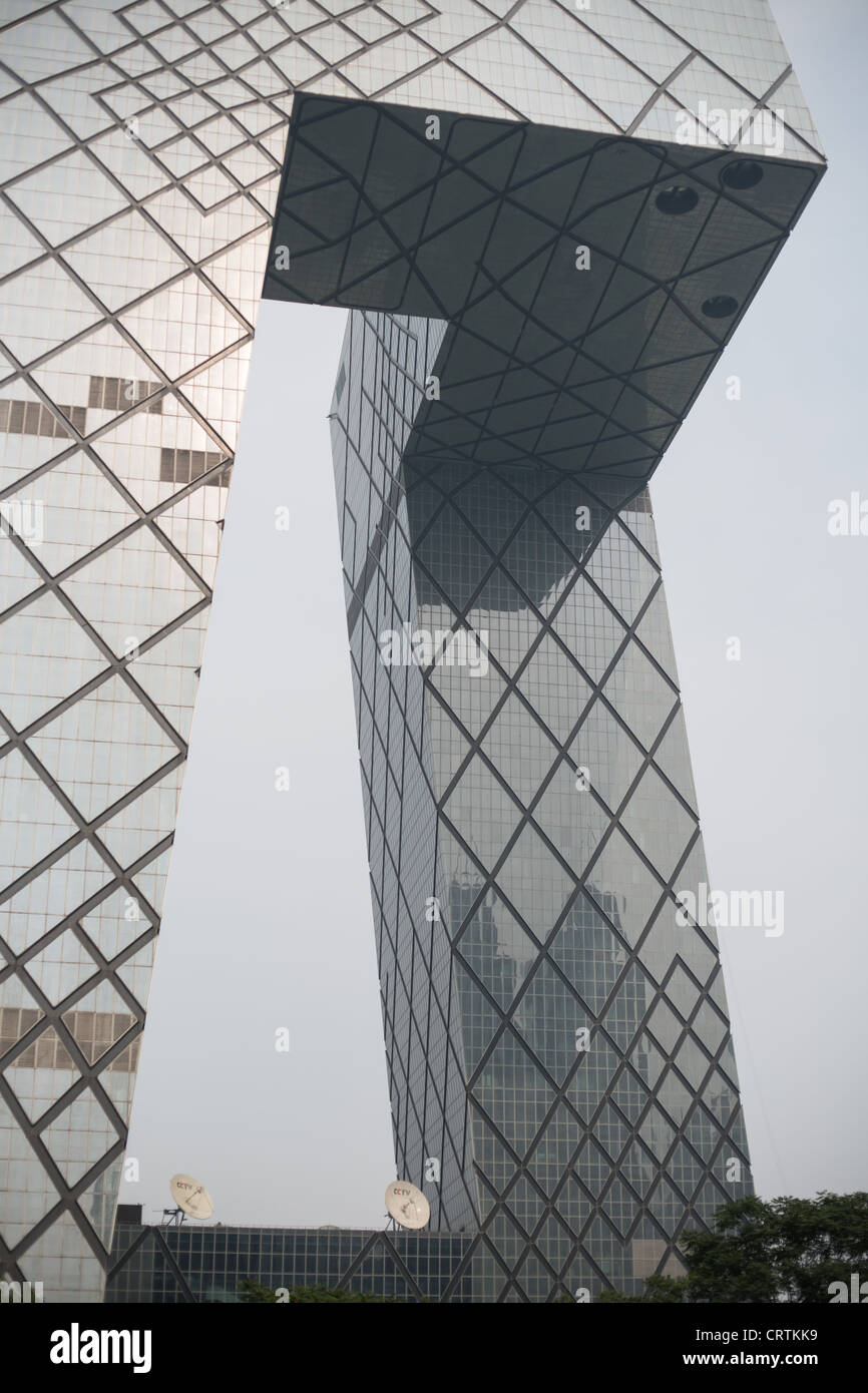 The modern CCTV (China television) building, designed by Rem Koolhaas