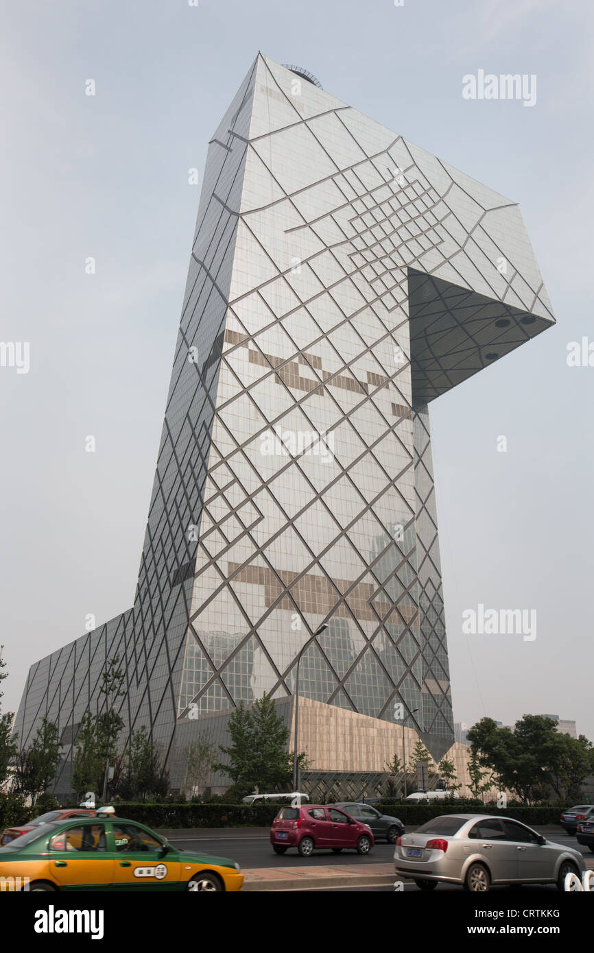 The modern CCTV (China television) building, designed by Rem Koolhaas