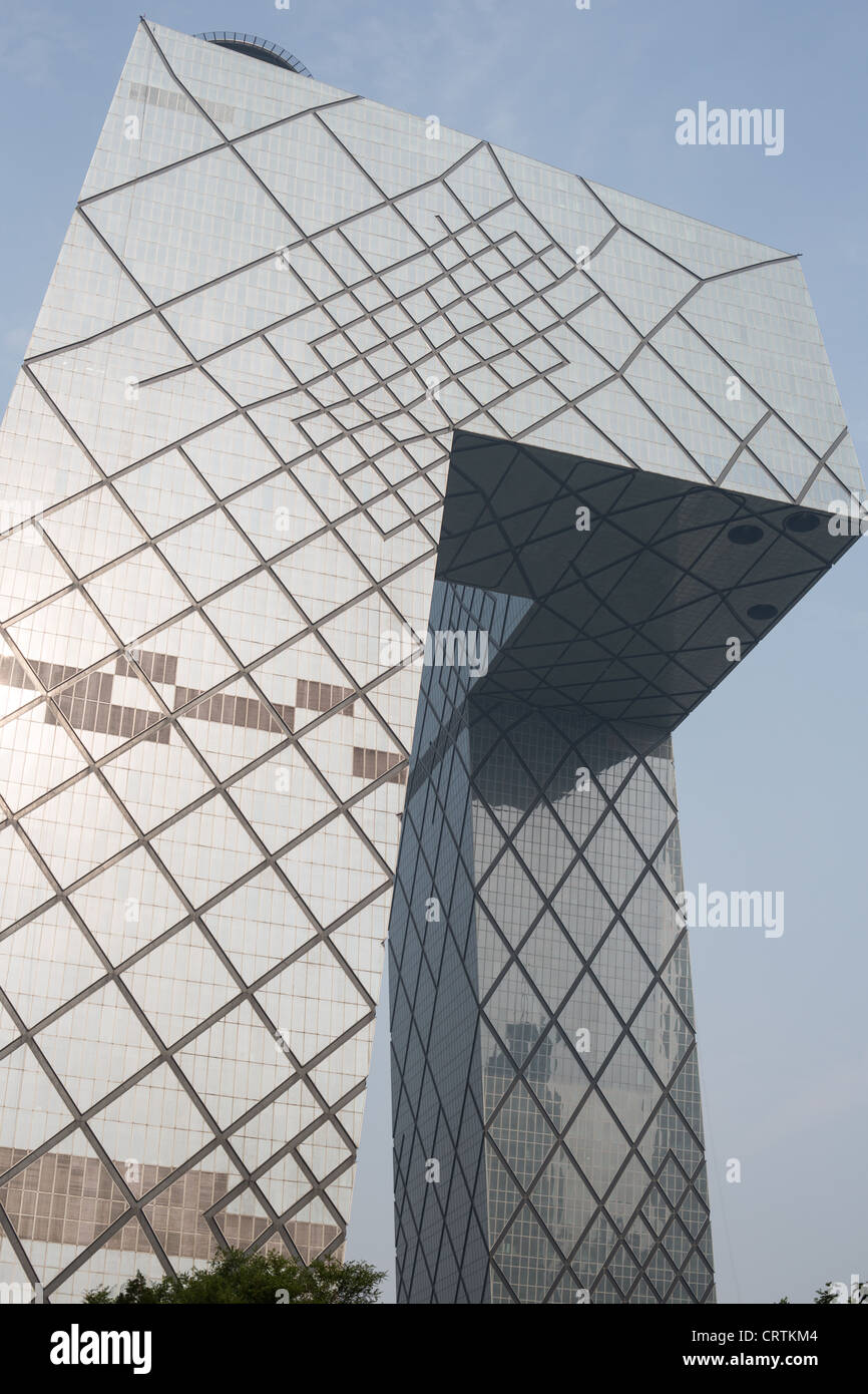 The modern CCTV (China television) building, designed by Rem Koolhaas