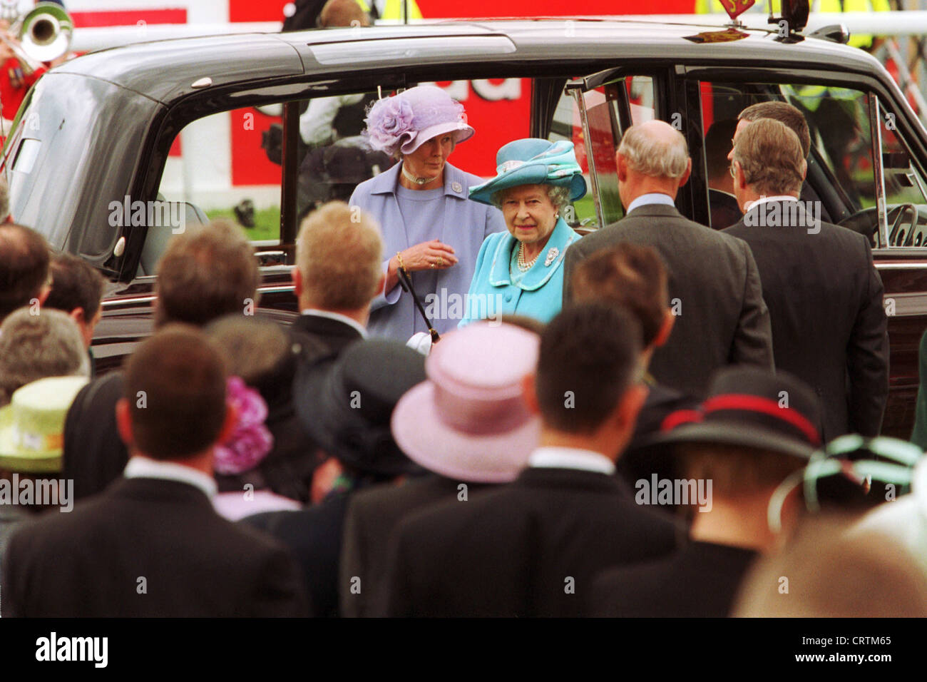 Your Royal Highness Queen Elizabeth arrives at the Epsom Downs Racecourse Stock Photo