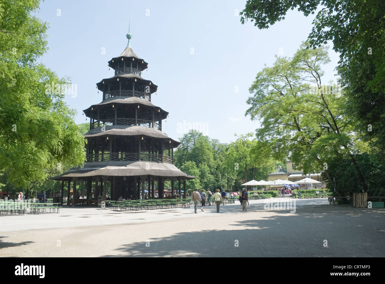 Chinese Tower Beer Garden in Munich Germany Stock Photo