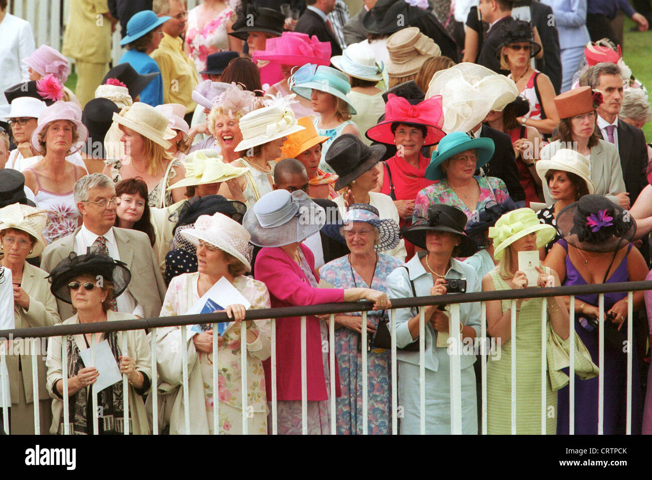 Spectators with hats on the Royal Ascot racecourse Stock Photo