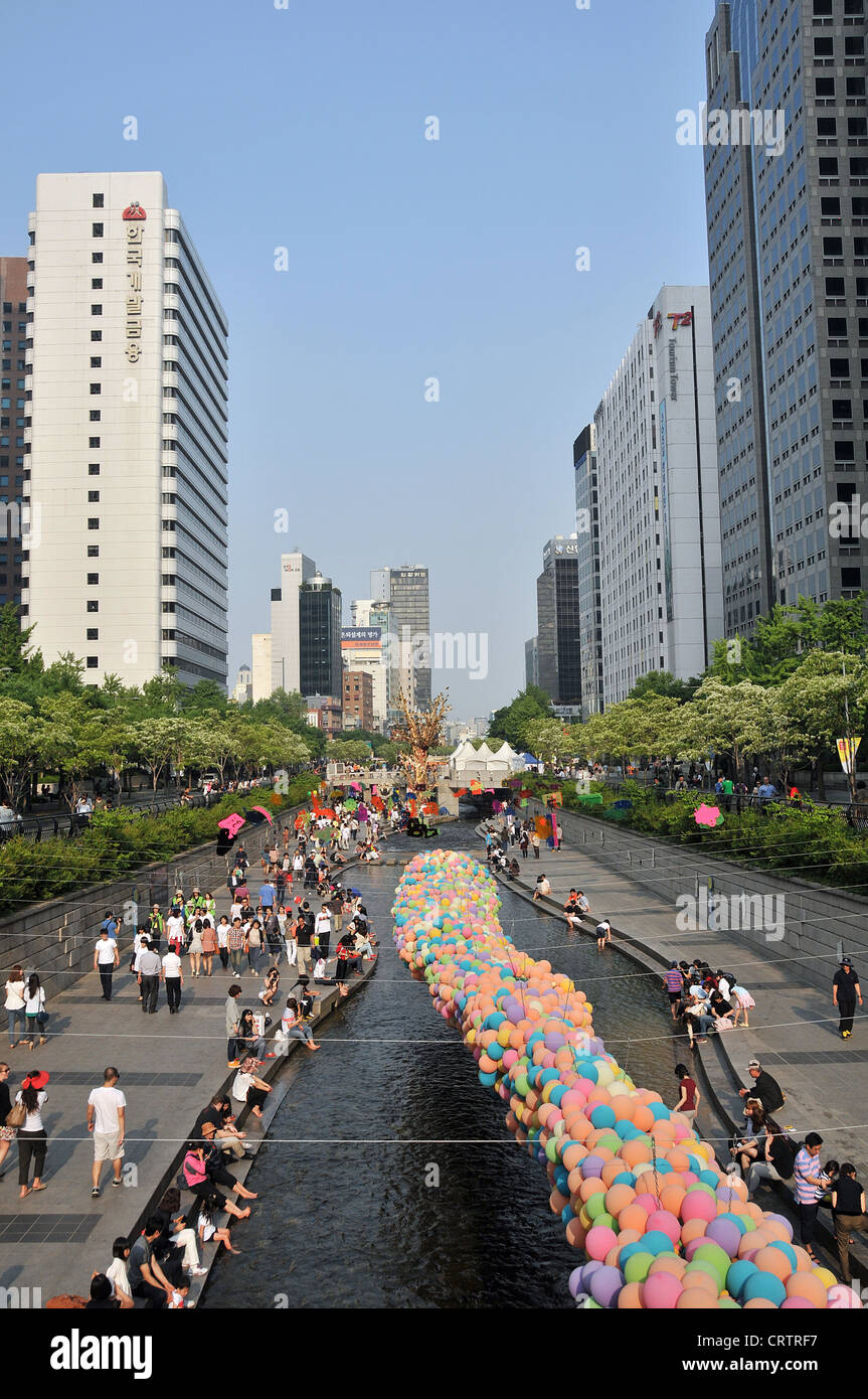 Cheonggyecheon river Seoul South Korea Stock Photo