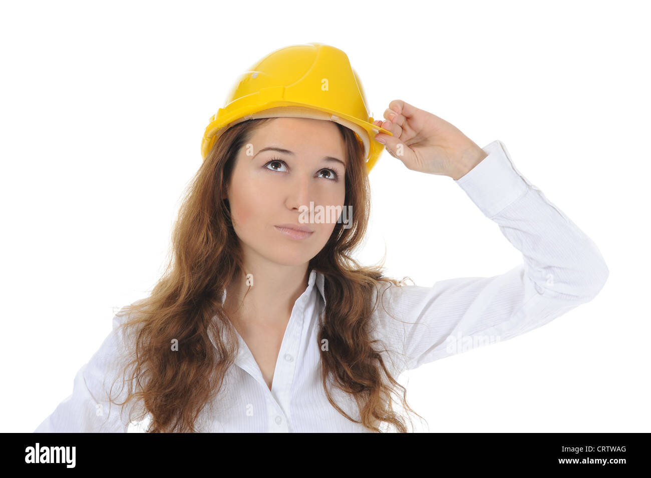 woman with construction helmet Stock Photo - Alamy