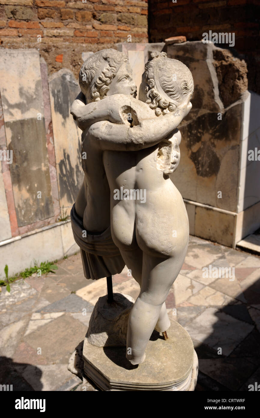 italy, rome, ostia antica, roman house of cupid and psyche (domus di amore e psiche), statue Stock Photo