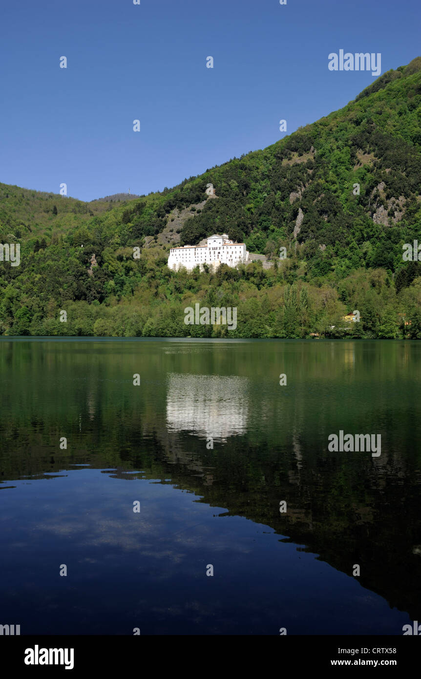 italy, basilicata, vulture, laghi di monticchio lake, san michele benedictine abbey Stock Photo