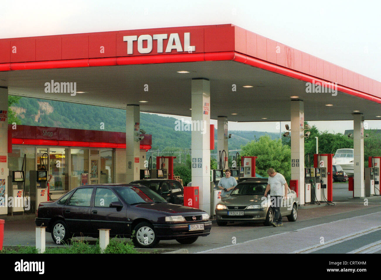 Total petrol station in Wasserbillig, Luxembourg Stock Photo