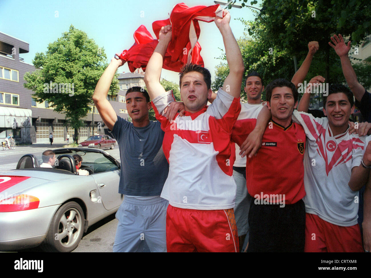 Young Turks celebrate the World Cup semi-finals in 2002, Berlin Stock Photo