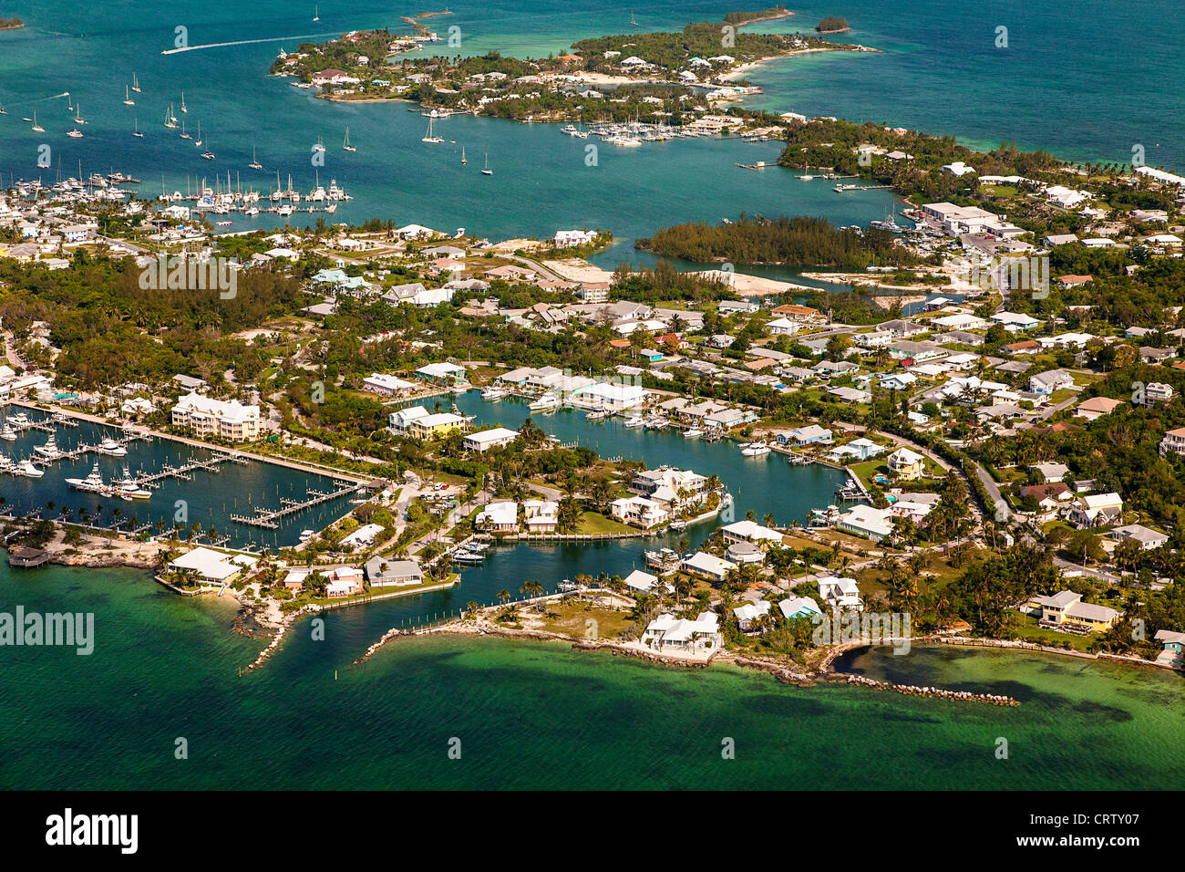 Aerial of Marsh Harbour the Abacos, Bahamas Stock Photo - Alamy