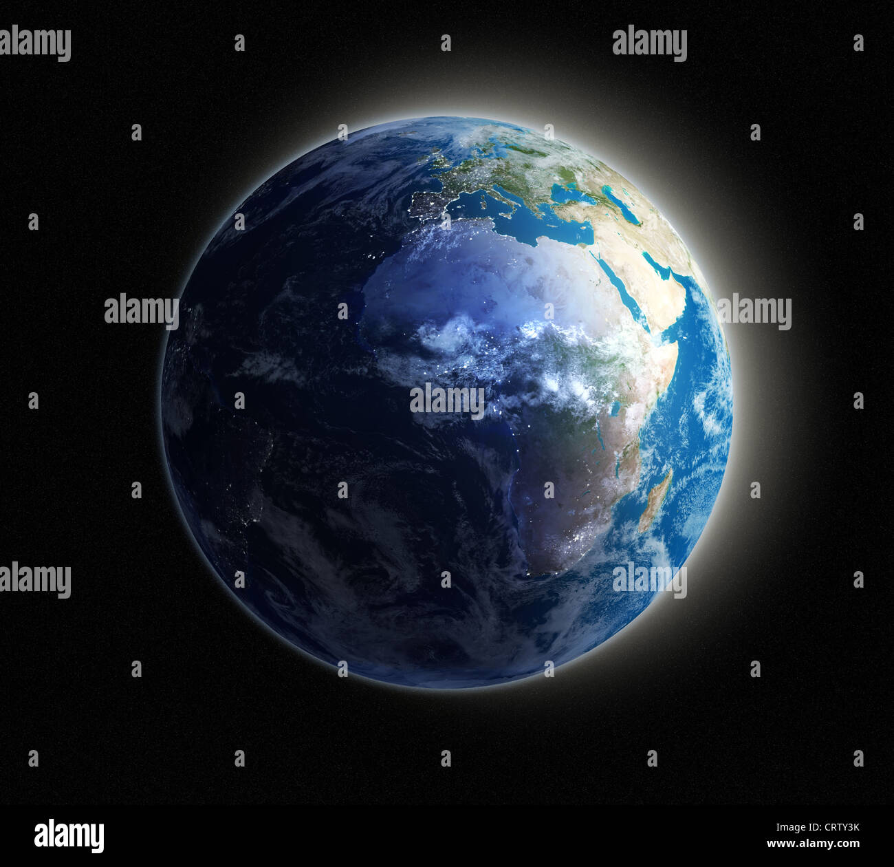 Night view of the Earth from space with lights glowing in urban areas Stock Photo Alamy