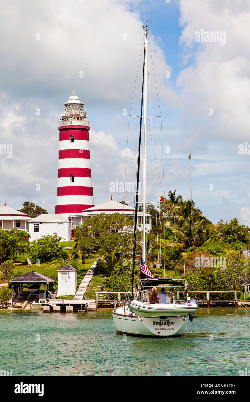 Hope Town lighthouse and harbor in the tiny village of Hope Town, Elbow