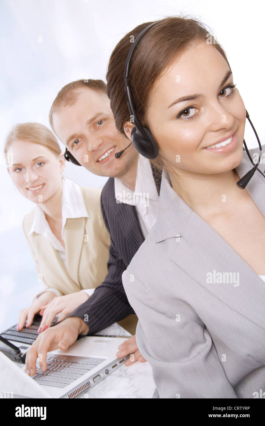 Group portrait of customer service representatives Stock Photo Alamy