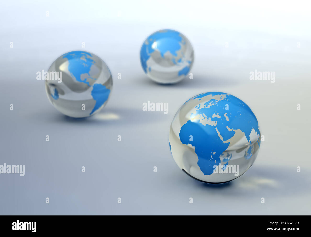 World map on glass spheres abstract image Stock Photo