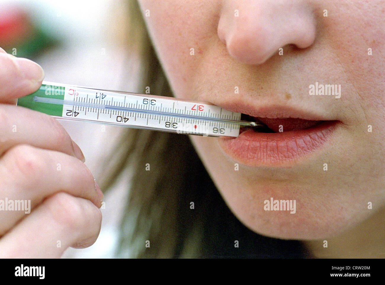 Temperature measurement with maximum thermometer Stock Photo Alamy