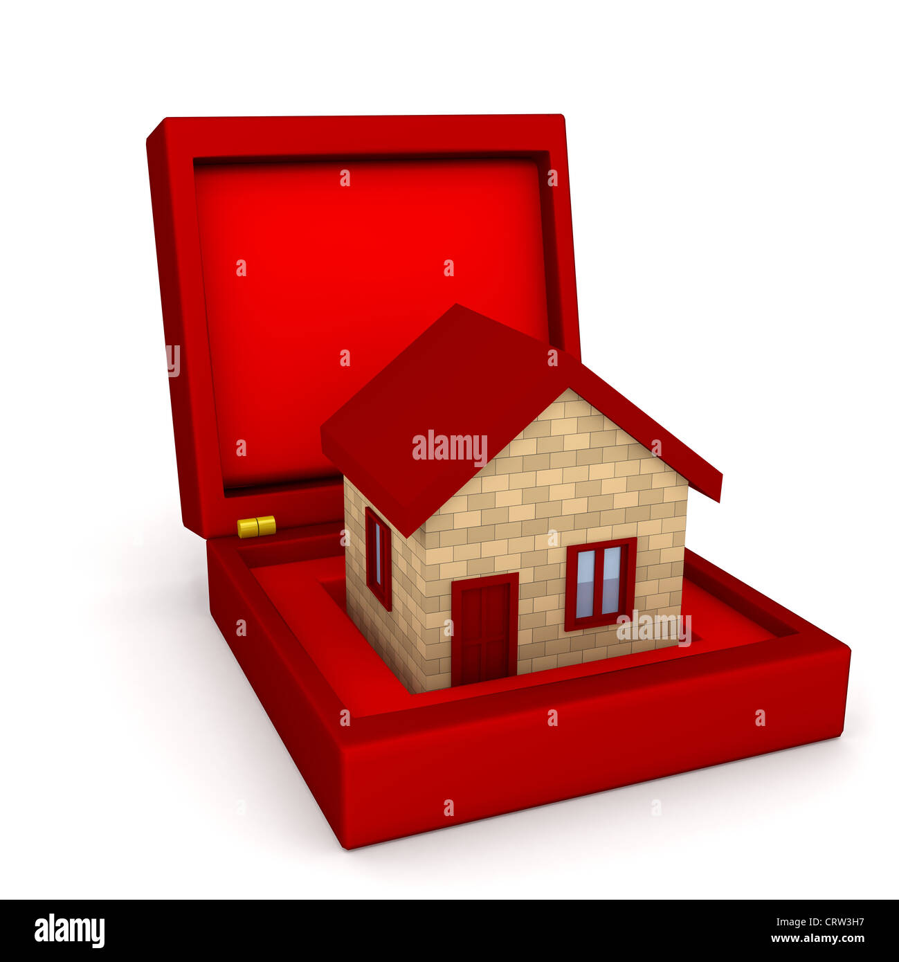 Model Of A House In Gift Box With Red Ribbon Stock Photo, Picture and  Royalty Free Image. Image 53249624.