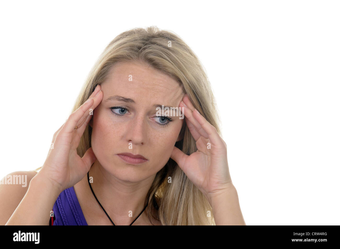 young woman has headaches Stock Photo Alamy
