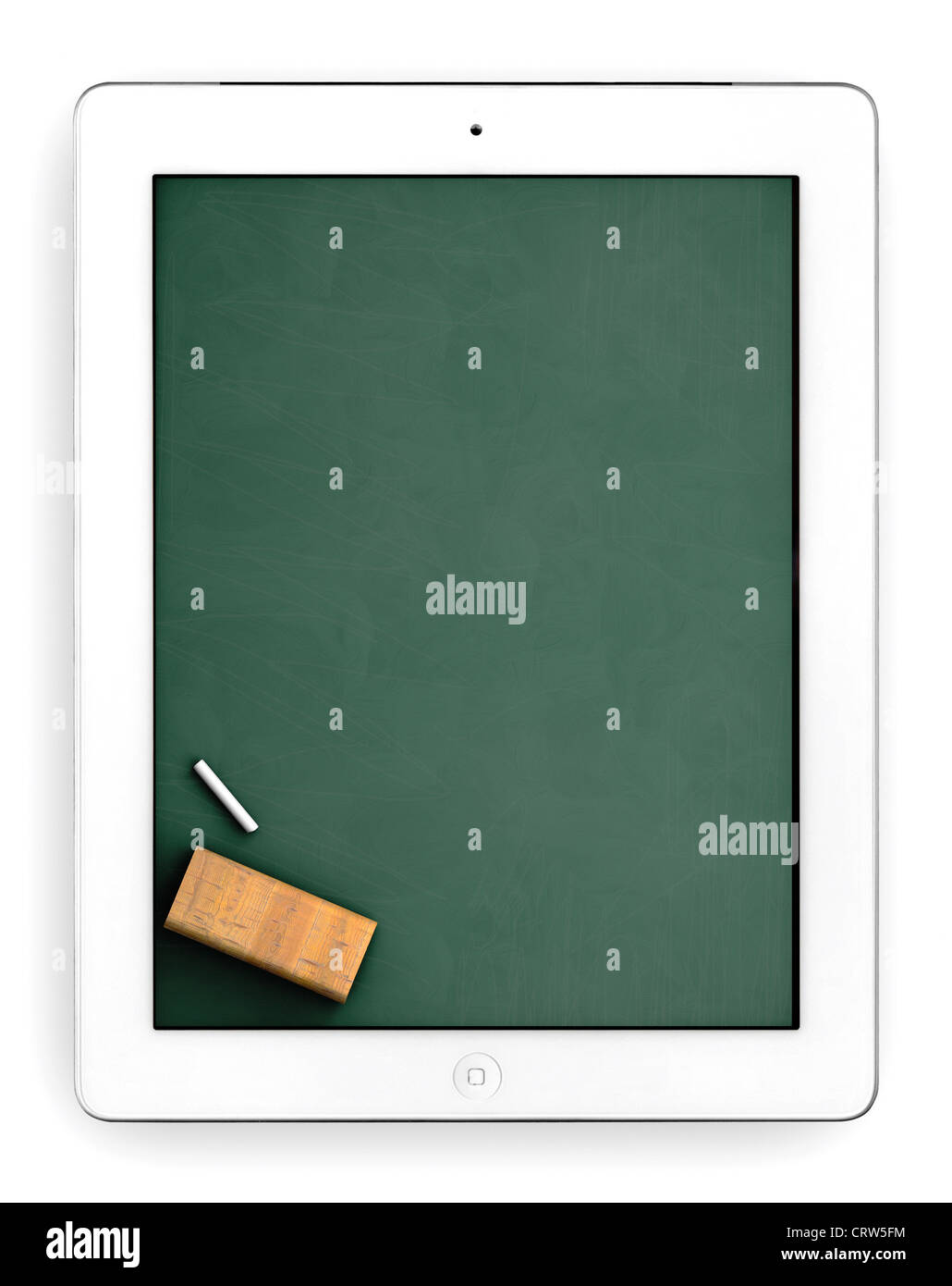 iPad 2 with school green board on screen. Stock Photo