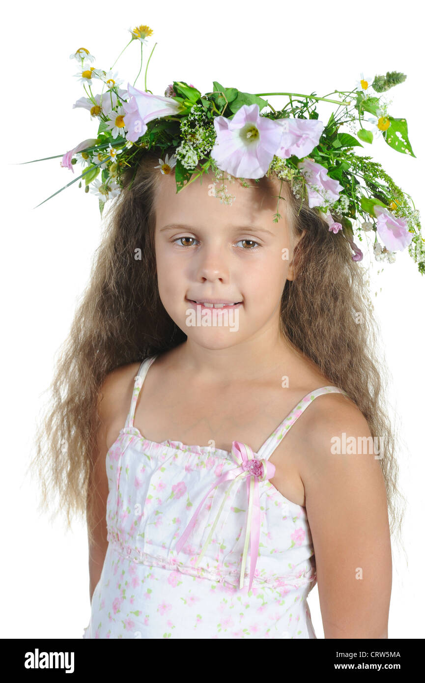 girl with a wreath Stock Photo