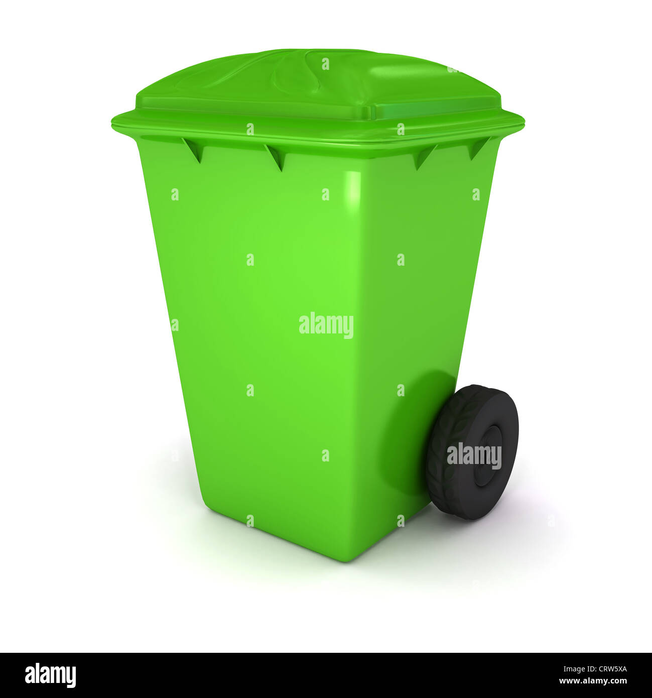 The green garbage container over white background Stock Photo