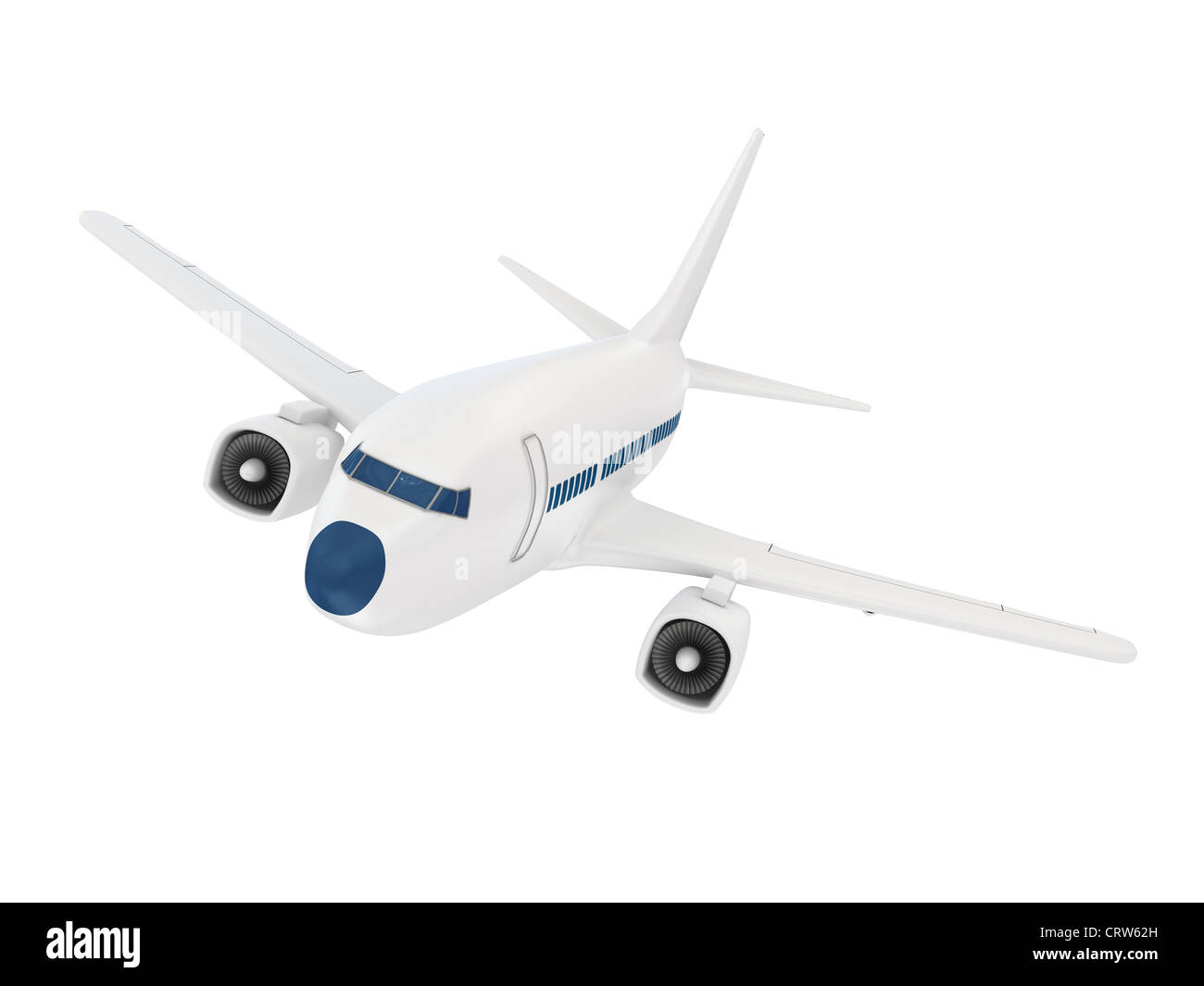 Airplane over white background. 3d rendered image Stock Photo