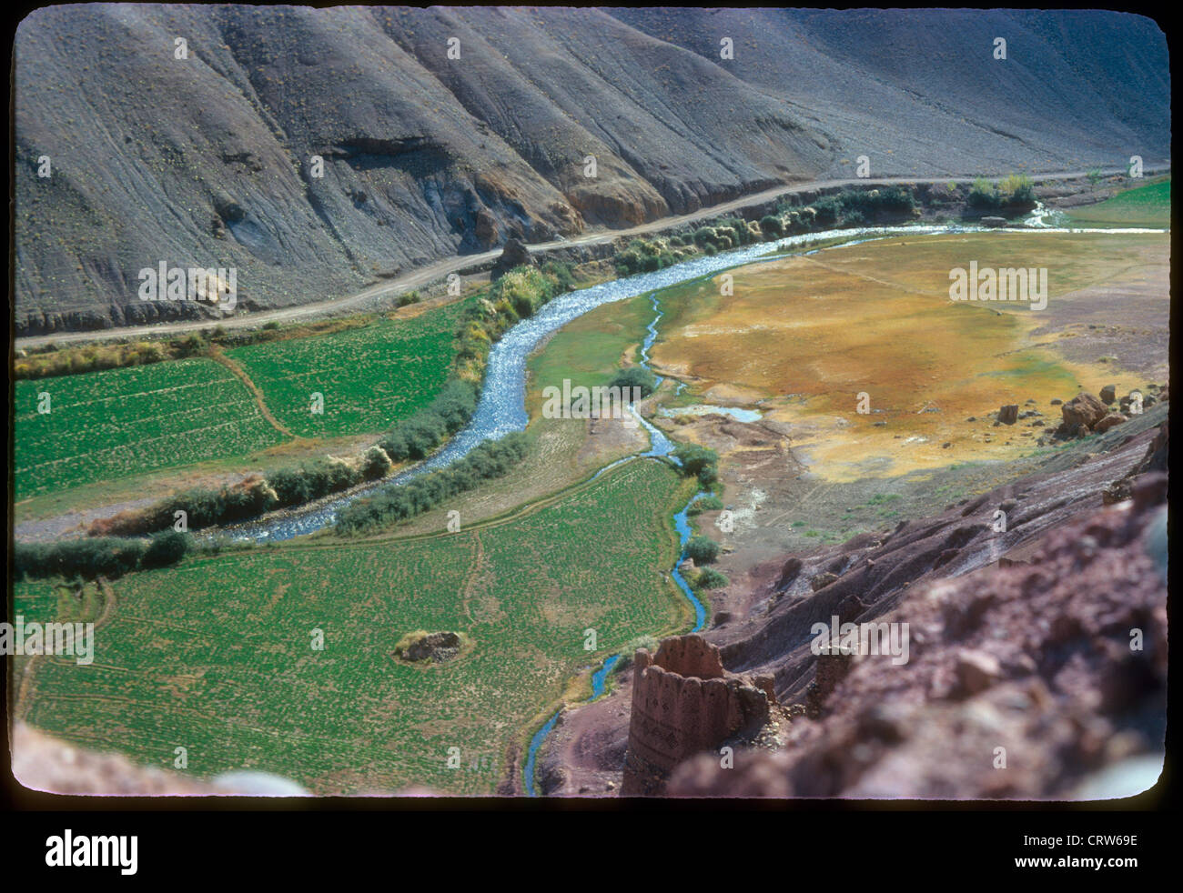 Overview of river valley farms in afghanistan before the Soviet Invasion Stock Photo Alamy