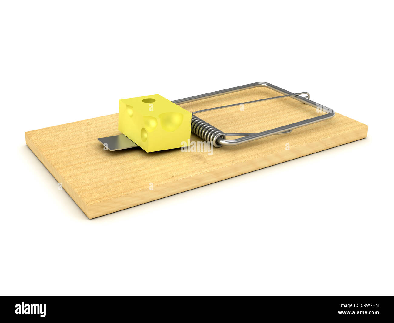 Wooden mousetrap over white background Stock Photo