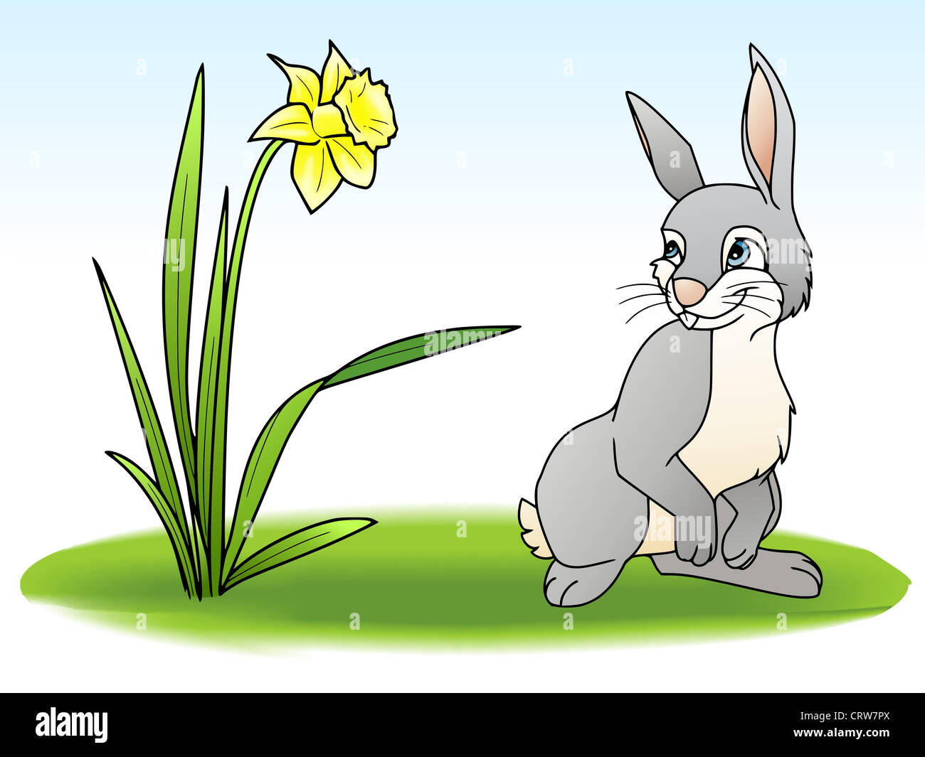 Bunny on a flowery meadow Stock Photo