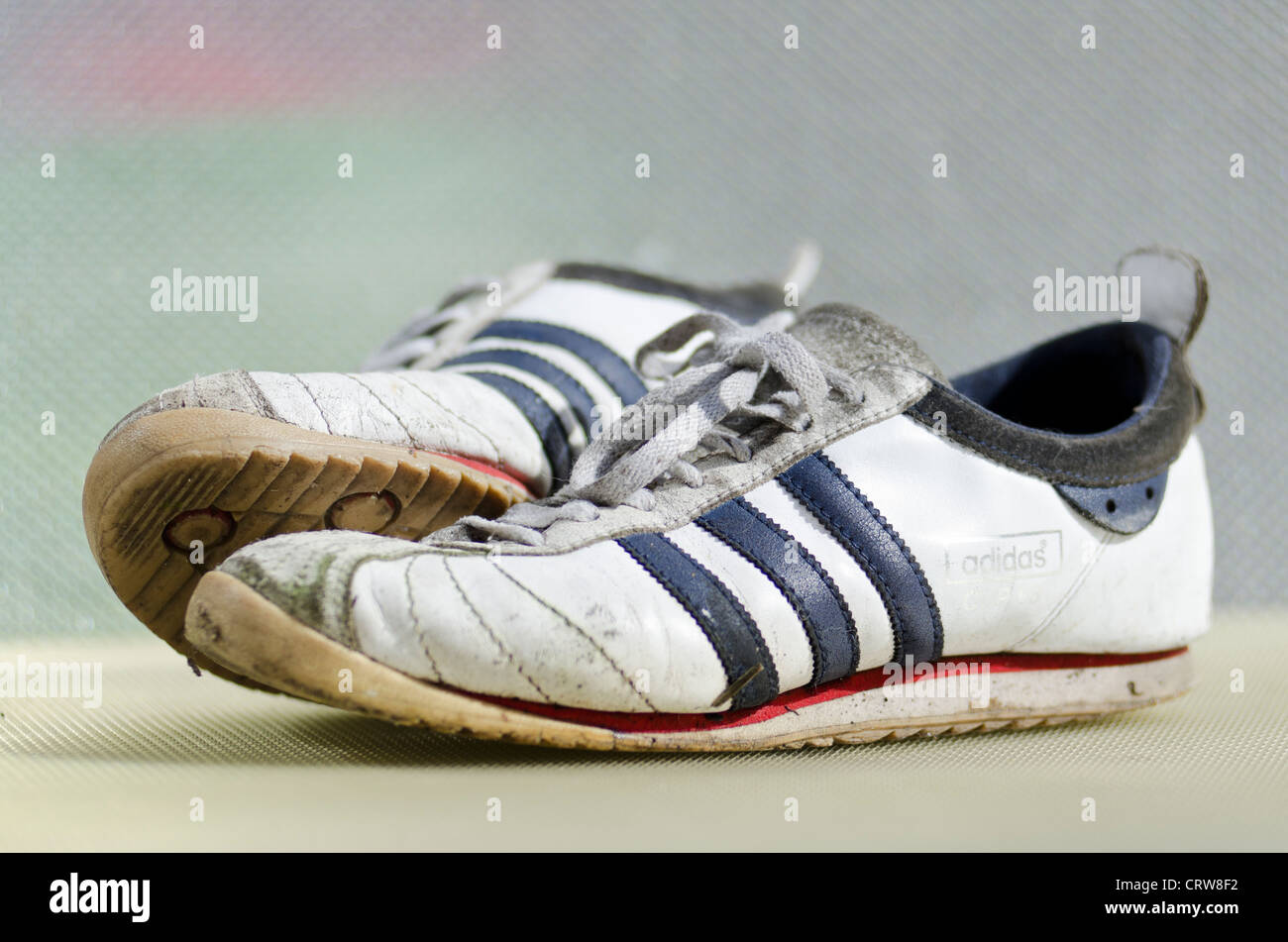 Pair of Worn Adidas Cup 68 Trainers Stock Photo - Alamy