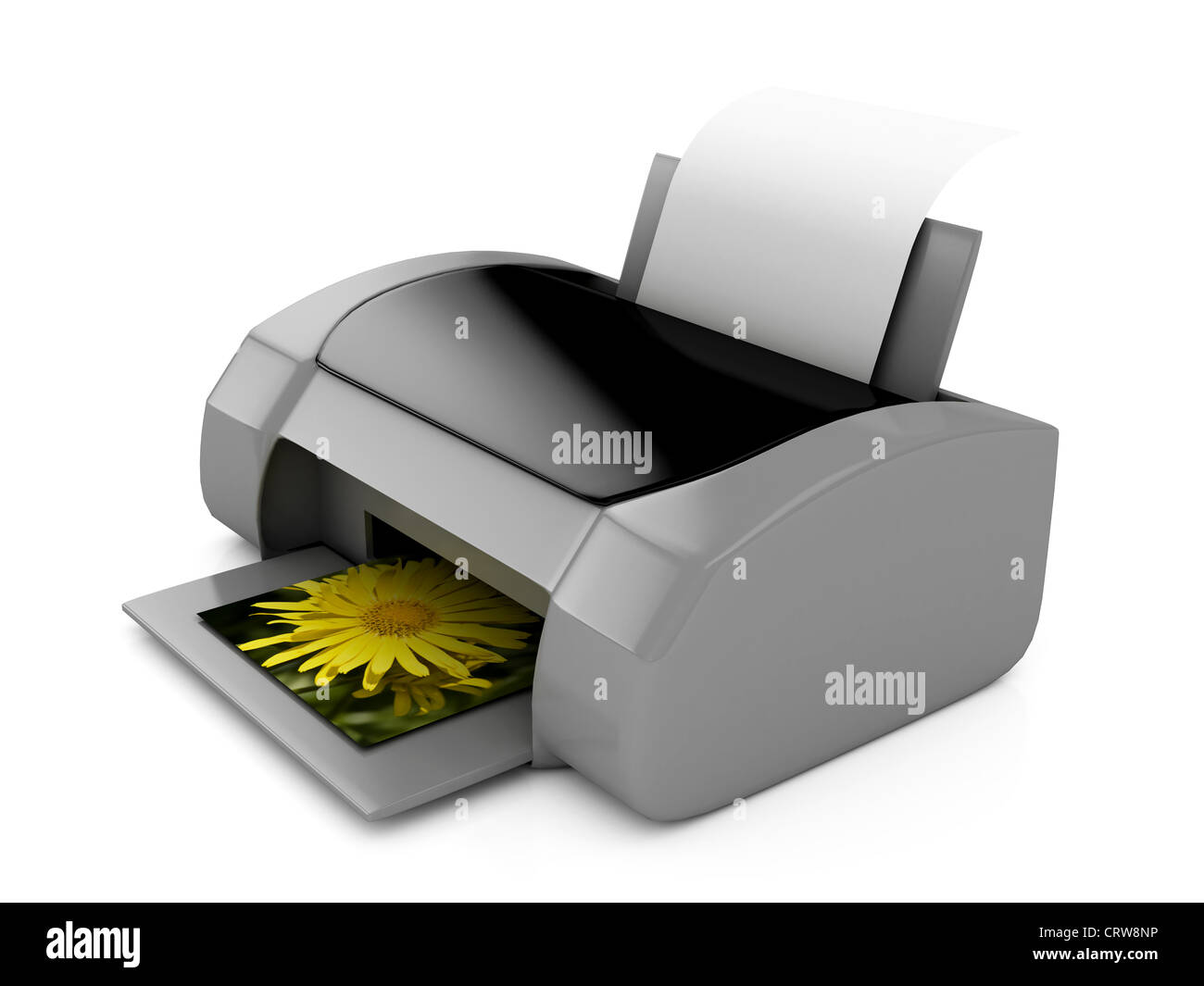 3d grey printer over white. Computer generated image Stock Photo - Alamy