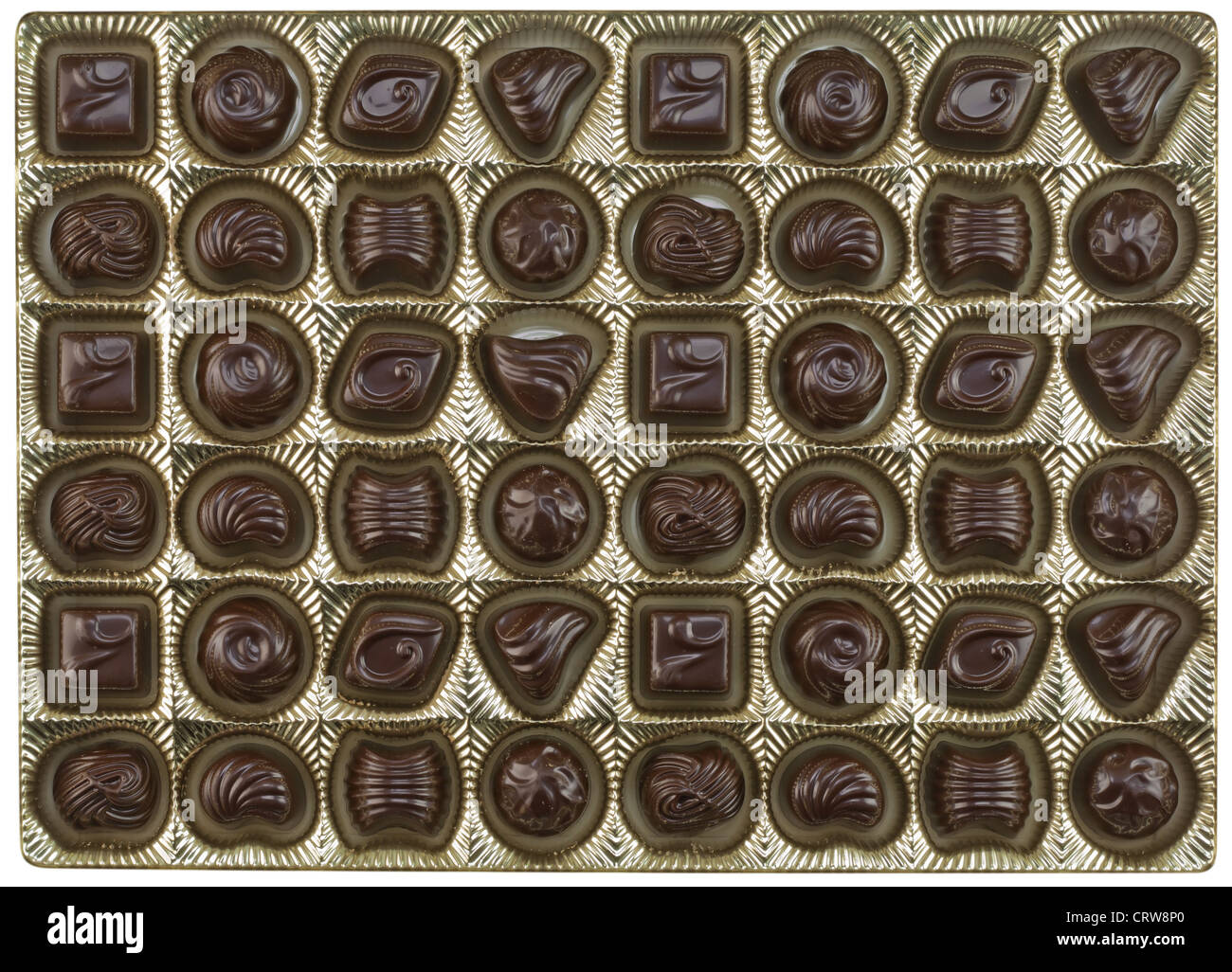Chocolates with a various stuffing background Stock Photo