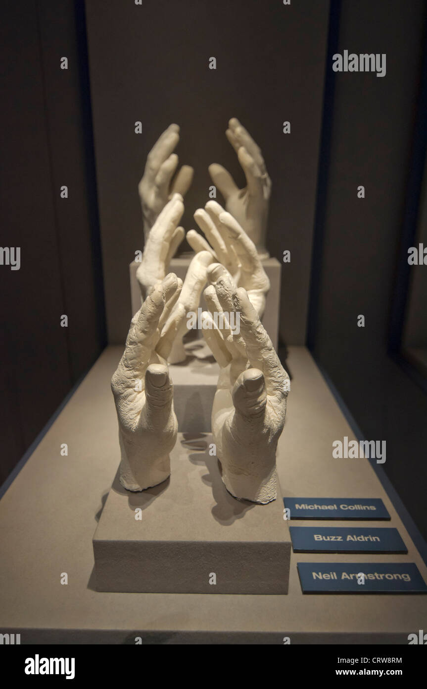 Kennedy Space Center on Merritt Island Florida -- hand casts of astronauts for glove fittings Apollo/Saturn V Stock Photo
