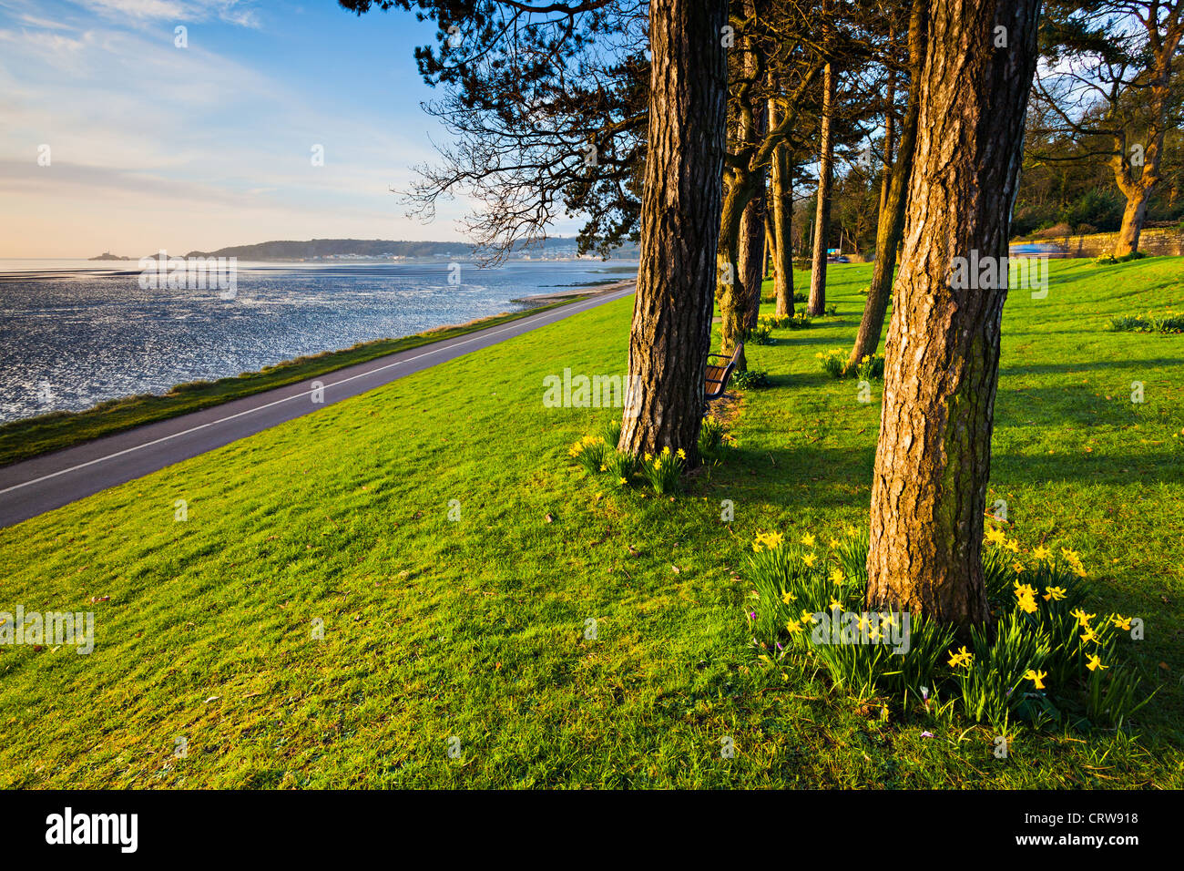 Mumbles Lighthouse and Mumbles from Black Pill, Swansea Wales Stock Photo Alamy